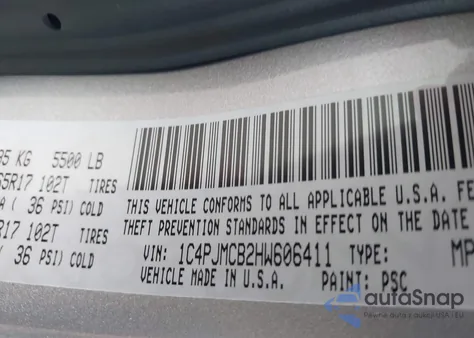 2017 Jeep Cherokee Latitude 4X4 z USA, uszkodzony, nr VIN 1C4PJMCB2HW606411